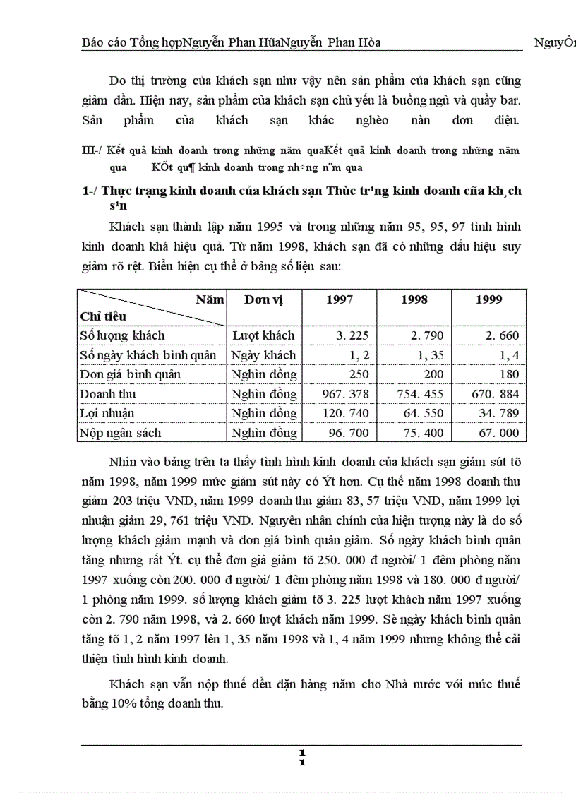 image for page Báo cáo tổng hợp Khách sạn Tuổi trẻ nằm ở số 2 - đường Trần Thánh Tông - quận Hoàn Kiếm - Hà Nội
