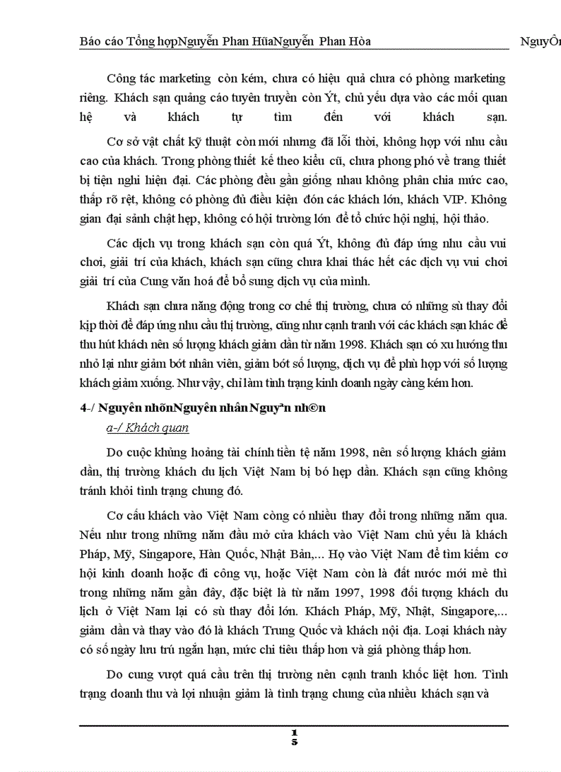 image for page Báo cáo tổng hợp Khách sạn Tuổi trẻ nằm ở số 2 - đường Trần Thánh Tông - quận Hoàn Kiếm - Hà Nội