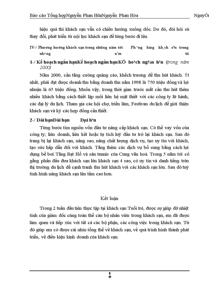 image for page Báo cáo tổng hợp Khách sạn Tuổi trẻ nằm ở số 2 - đường Trần Thánh Tông - quận Hoàn Kiếm - Hà Nội
