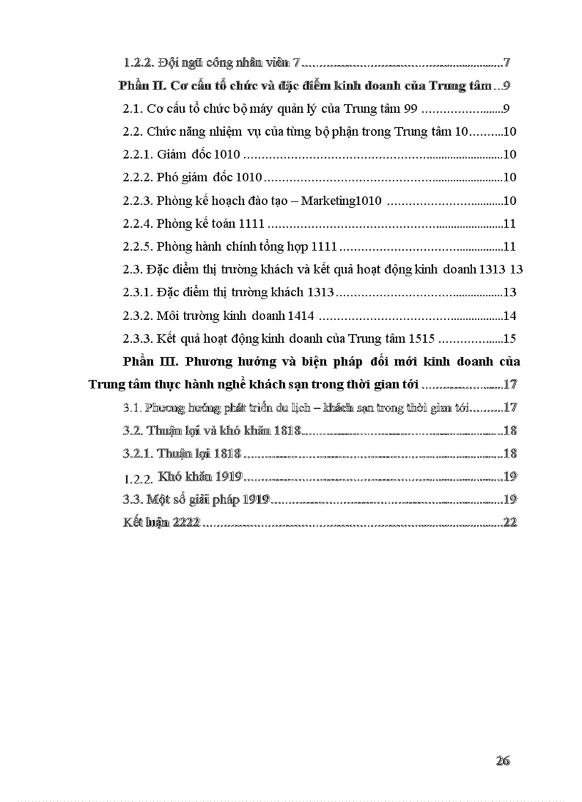 image for page Báo cáo tổng hợp về Trung tâm thực hành nghề khách sạn