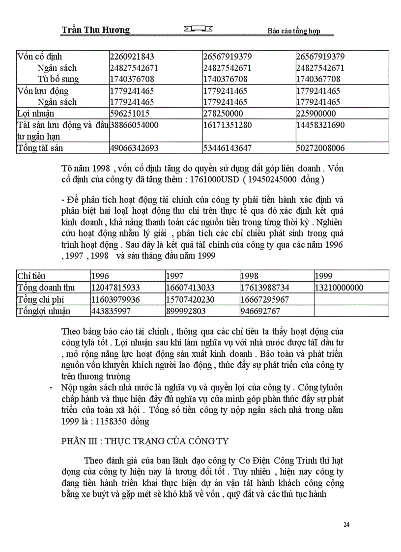 image for page Báo cáo tổng hợp Công ty cơ điện công trình