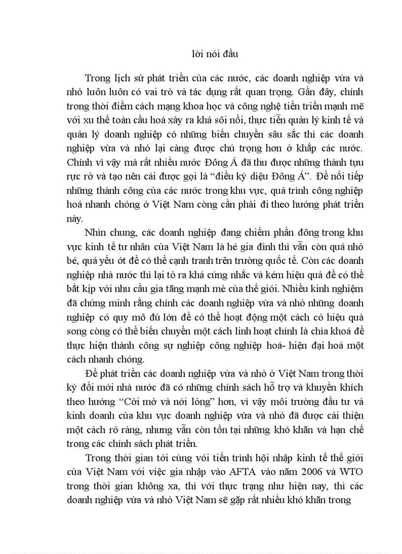 image for page Một số ý kiến về thực trạng và giải pháp phát triển các doanh nghiệp vừa và nhỏ ở việt nam trong thời kỳ công nghiệp hoá- hiện đại hoá đất nước
