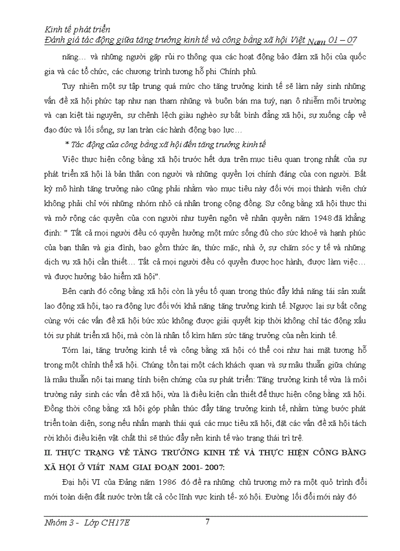 image for page Đánh giá tác động giữa tăng trưởng kinh tế và công bằng xã hội Việt Nam trong giai đoạn 2001 – 2007