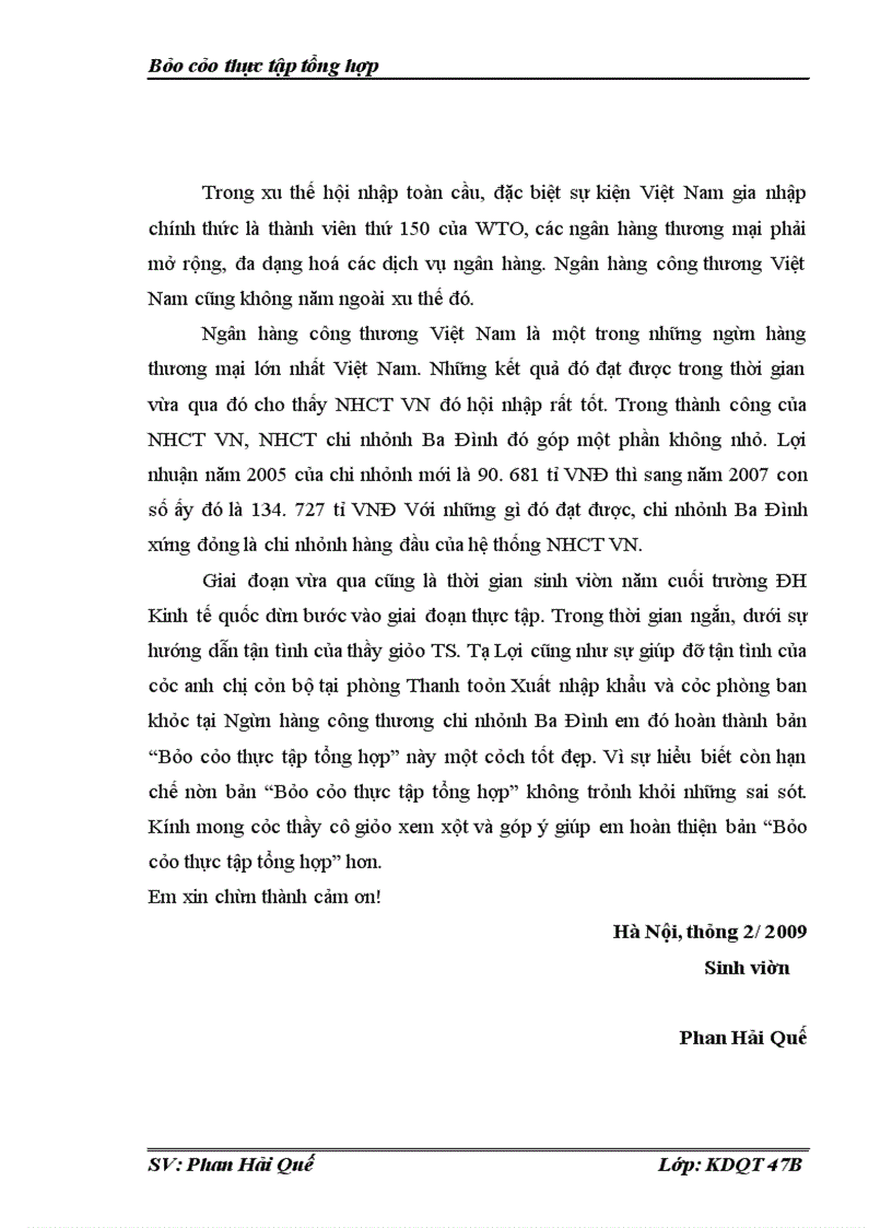 image for page Thực tập tổng hợp tại Ngân hàng công thương Việt Nam và chi nhánh Ba Đình