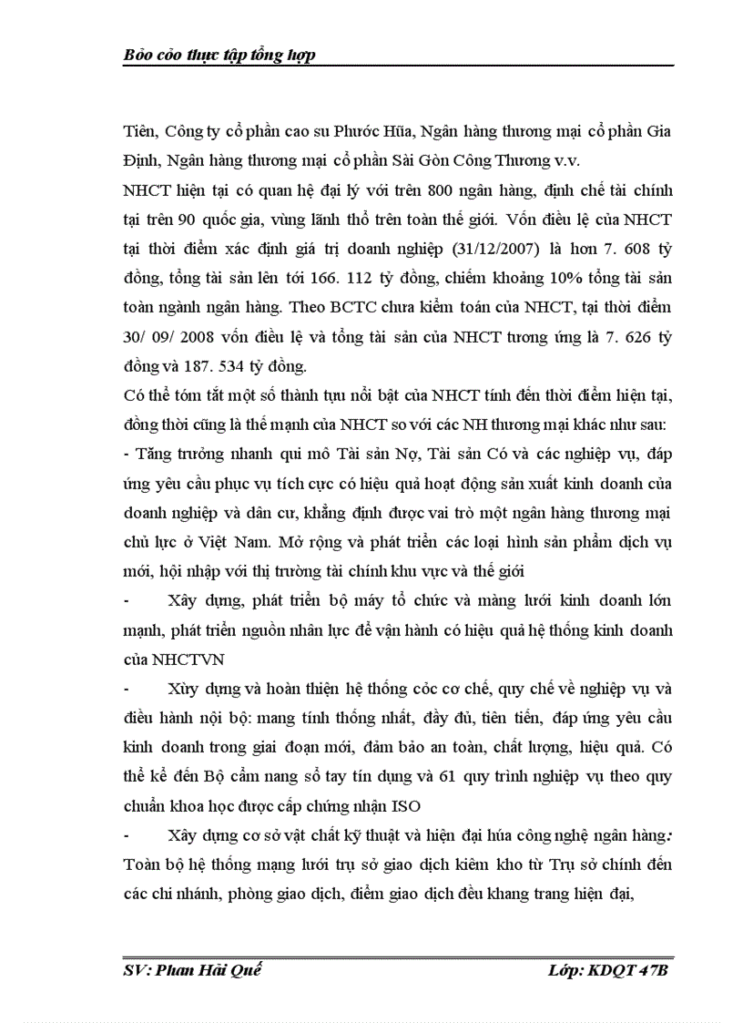 image for page Thực tập tổng hợp tại Ngân hàng công thương Việt Nam và chi nhánh Ba Đình