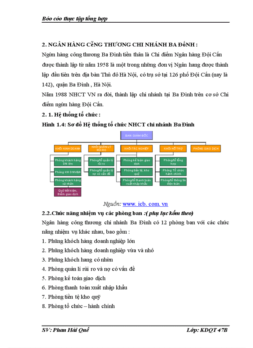 image for page Thực tập tổng hợp tại Ngân hàng công thương Việt Nam và chi nhánh Ba Đình