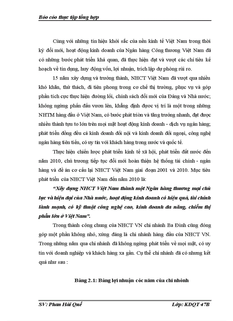 image for page Thực tập tổng hợp tại Ngân hàng công thương Việt Nam và chi nhánh Ba Đình