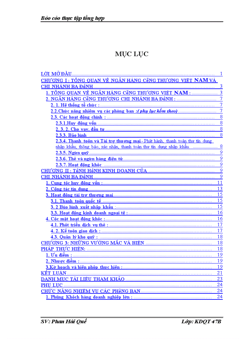 image for page Thực tập tổng hợp tại Ngân hàng công thương Việt Nam và chi nhánh Ba Đình