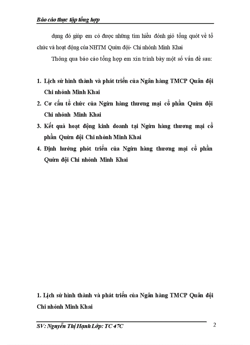 image for page Thực tập tổng hợp tại Ngân hàng thương mại cổ phần Quân đội Chi nhánh Minh Khai