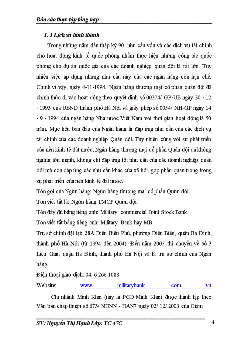 image for page Thực tập tổng hợp tại Ngân hàng thương mại cổ phần Quân đội Chi nhánh Minh Khai