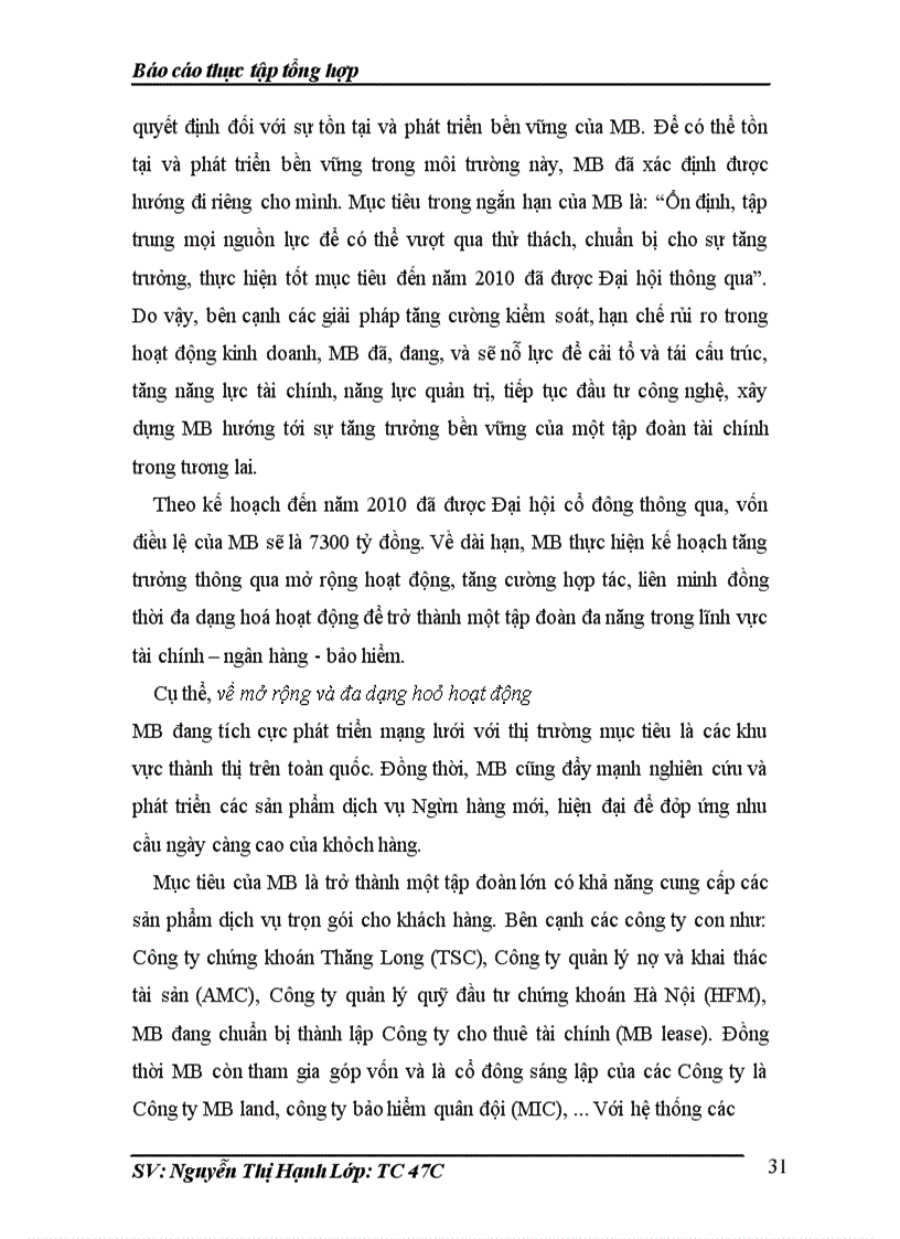 image for page Thực tập tổng hợp tại Ngân hàng thương mại cổ phần Quân đội Chi nhánh Minh Khai