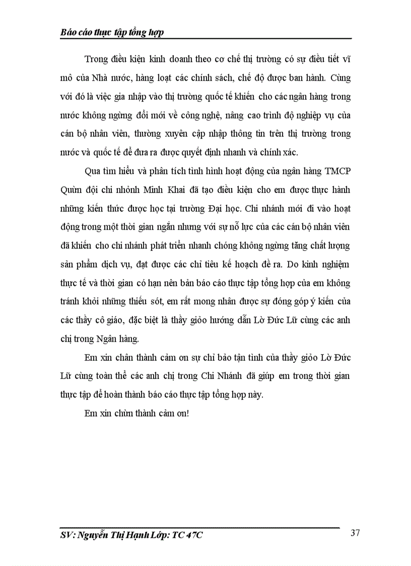 image for page Thực tập tổng hợp tại Ngân hàng thương mại cổ phần Quân đội Chi nhánh Minh Khai