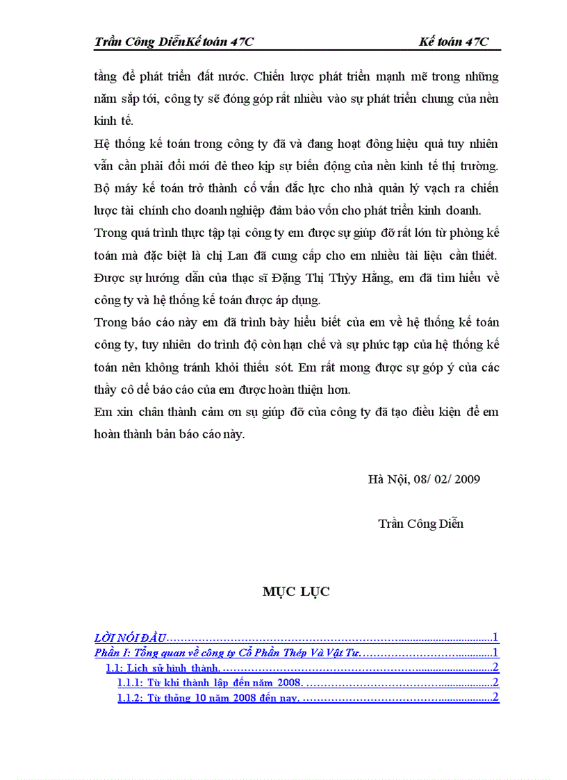 image for page Báo cáo thực tập tổng hợp tại Công ty cổ phần thép và vật tư