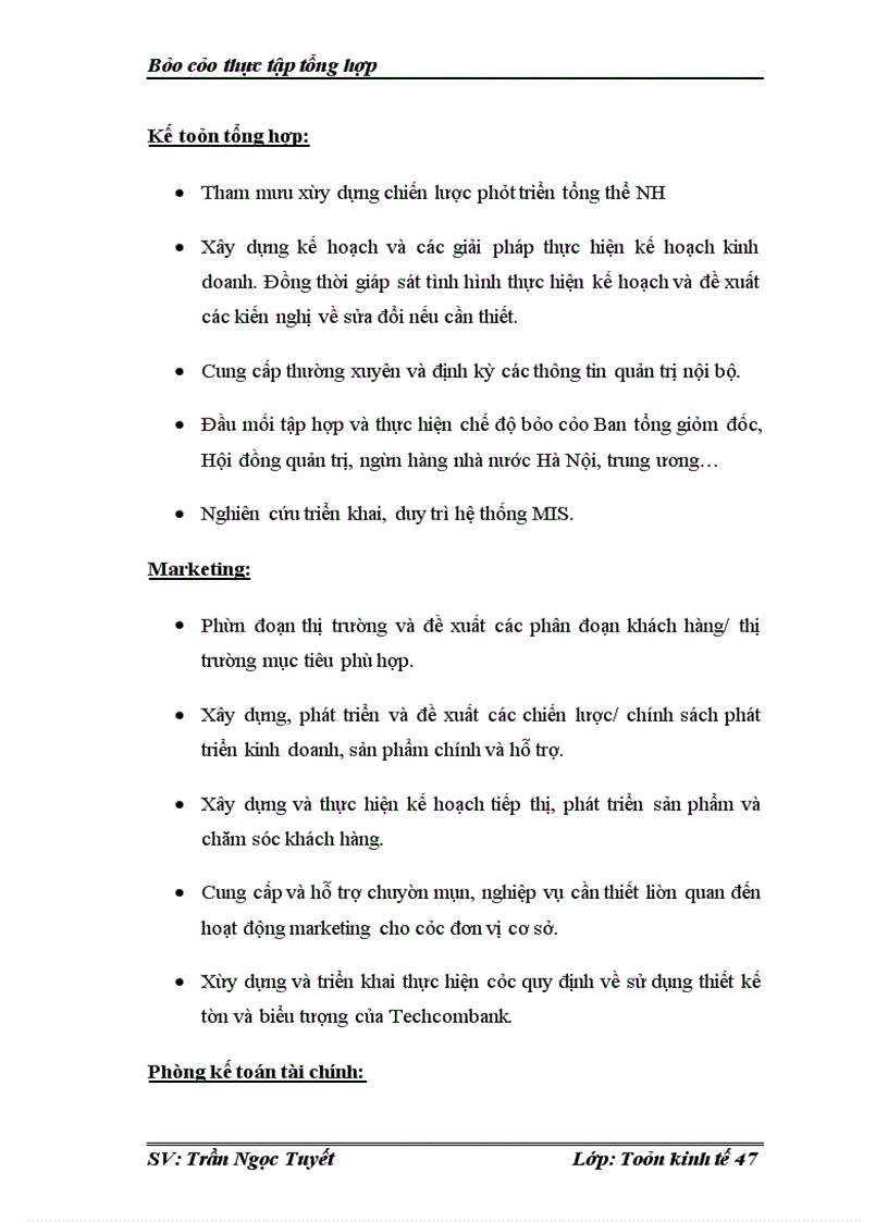 image for page Thực tập tổng hợp tại Ngân hàng Techcombank