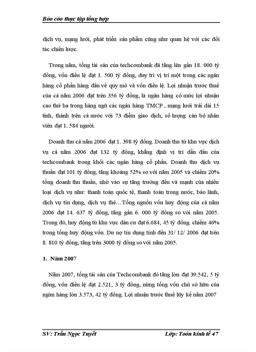 image for page Thực tập tổng hợp tại Ngân hàng Techcombank