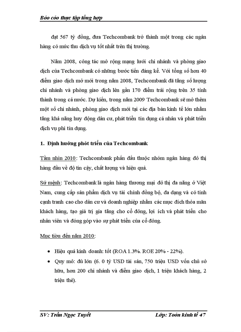 image for page Thực tập tổng hợp tại Ngân hàng Techcombank