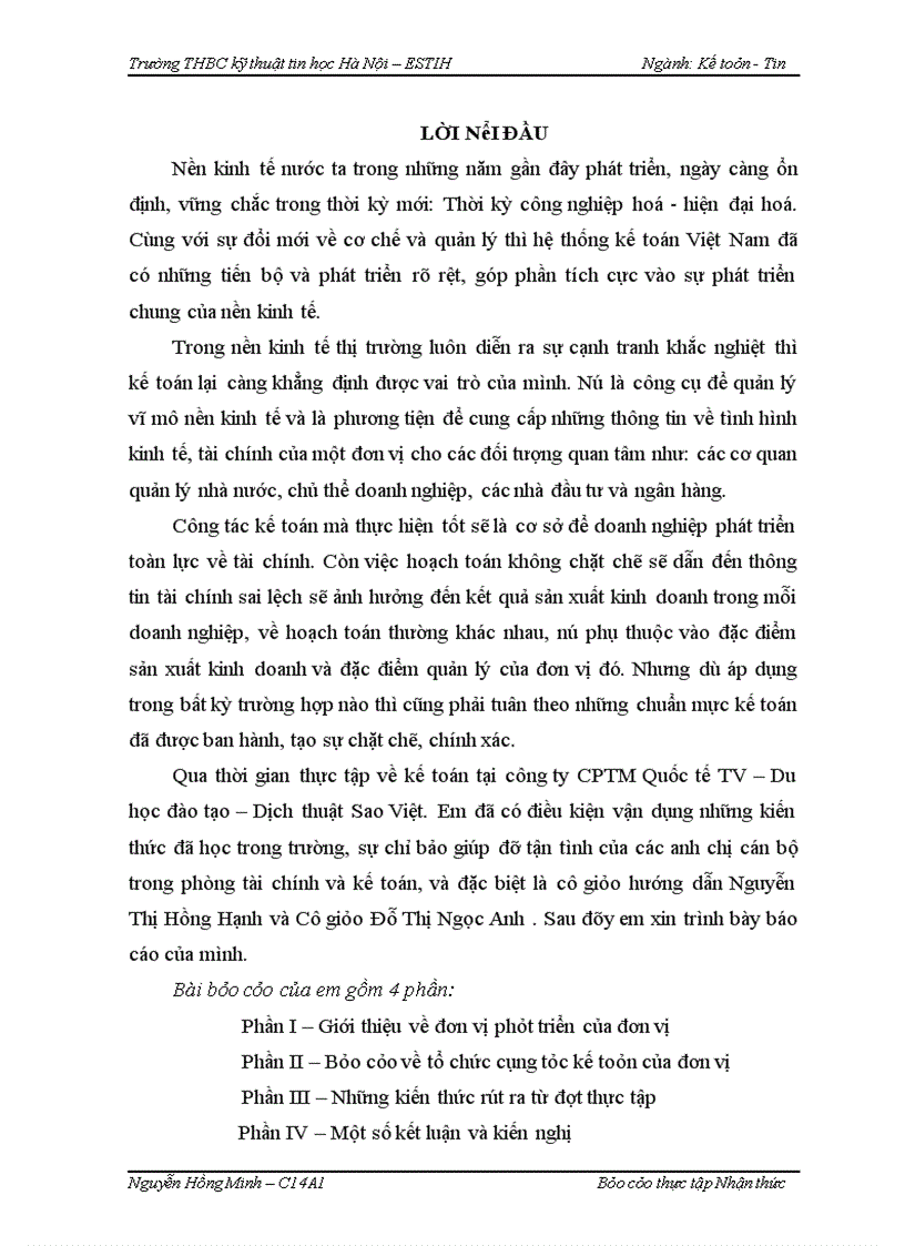 image for page Báo cáo về tổ chức công tác kế toán tại công ty CPTM Quốc tế TV – Du học đào tạo – Dịch thuật Sao Việt