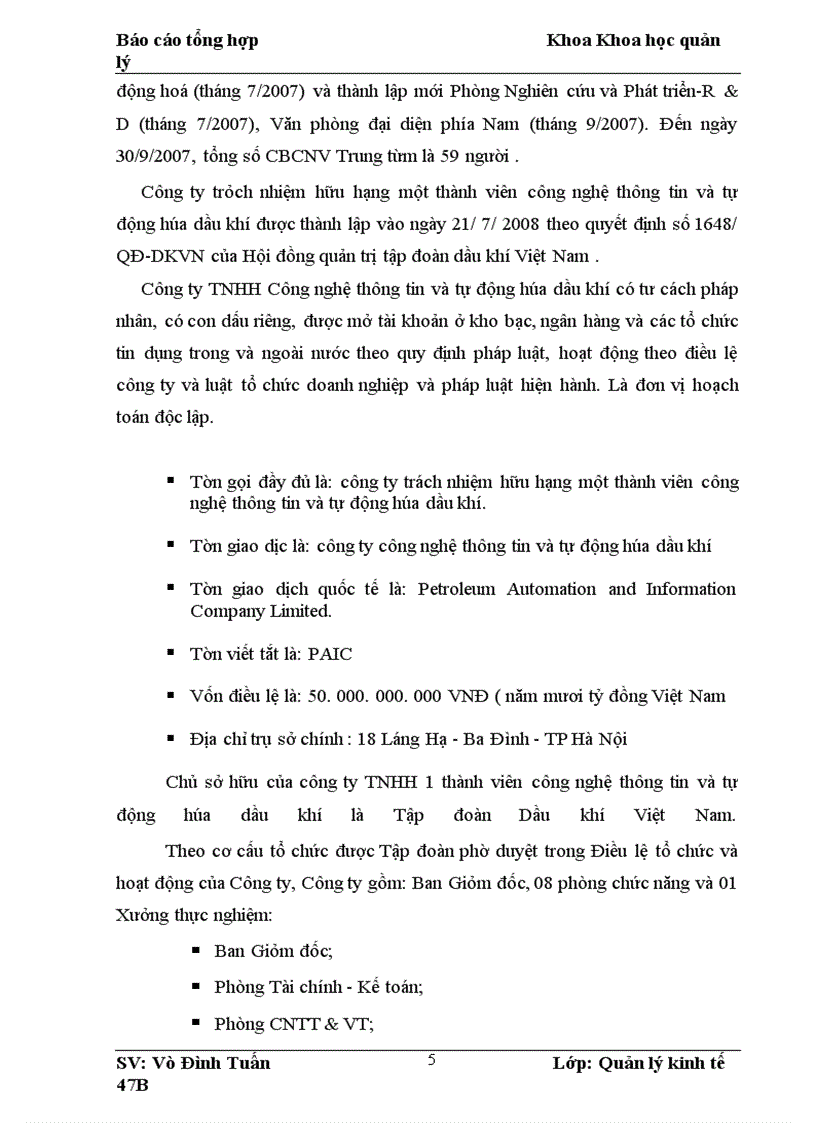 image for page Báo cáo thực tập tại Công ty TNHH công nghệ thông tin và tự động hóa