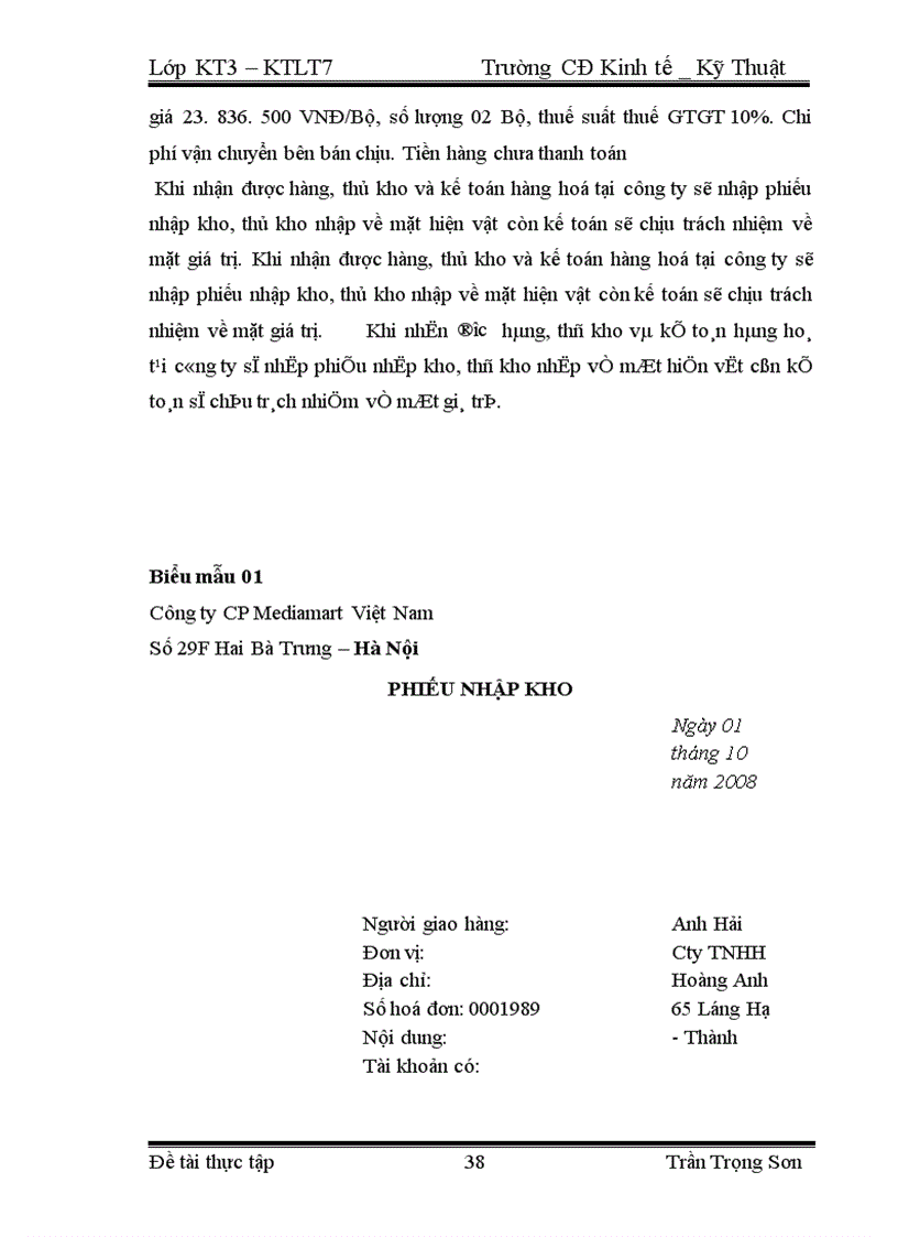 image for page Tổ chức kế toán bán hàng và xác định kết quả bán hàng ở Công ty Cụng ty CP Mediamart VN