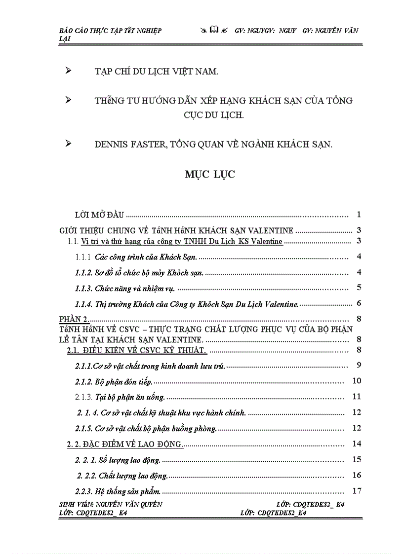 image for page Báo cáo thực tập tại Khách Sạn Valentine.