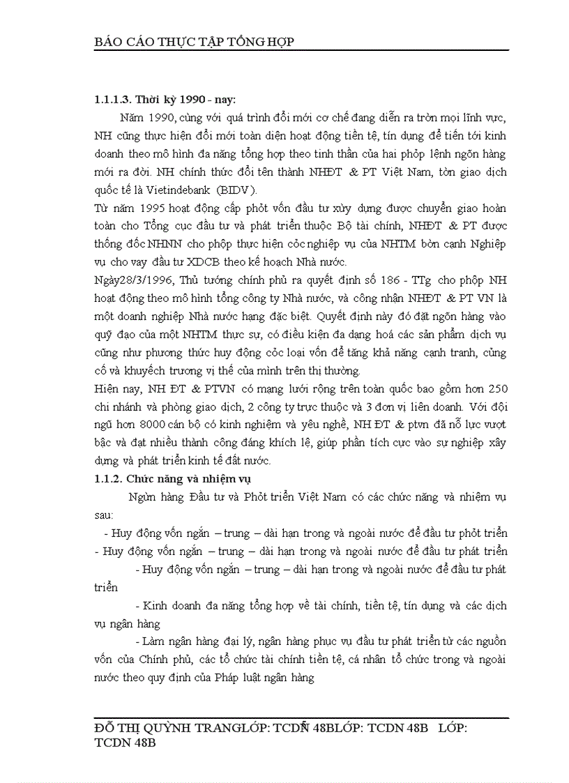 image for page Thực tập tổng hợp tại Chi nhánh Ngân Hàng Đầu Tư và Phát Triển Đông Đô