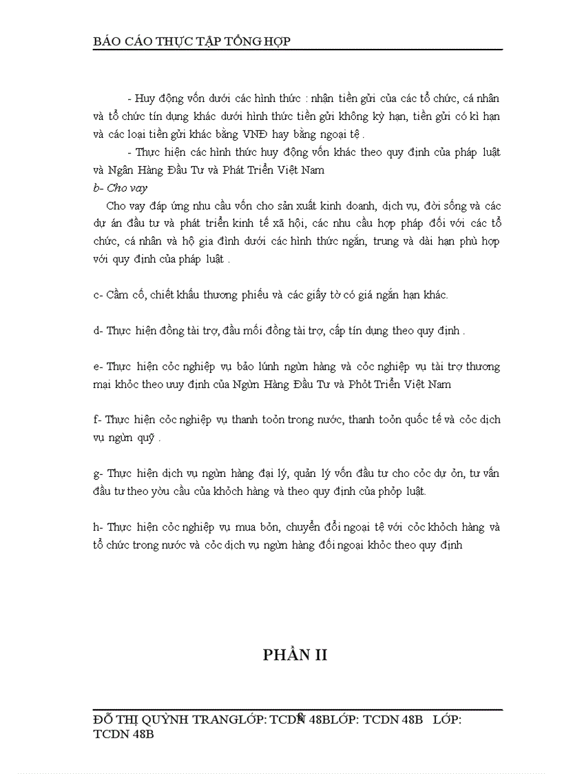 image for page Thực tập tổng hợp tại Chi nhánh Ngân Hàng Đầu Tư và Phát Triển Đông Đô