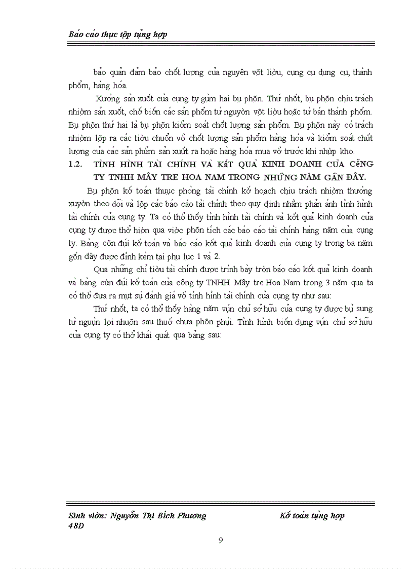 image for page Báo cáo thực tập tổng hợp Một số đánh giá về bộ máy tổ chức quản lý và tình hình tổ chức hạch toán kế toán tại công ty TNHH Mây tre Hoa Nam