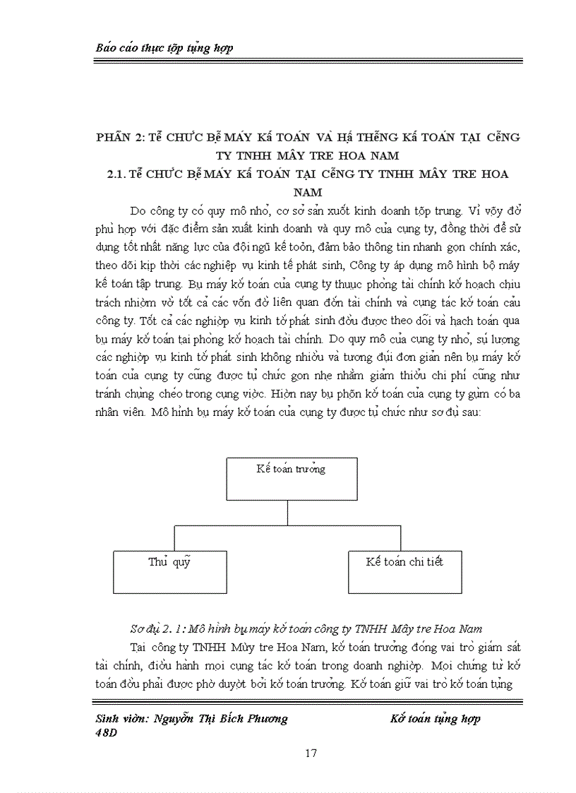 image for page Báo cáo thực tập tổng hợp Một số đánh giá về bộ máy tổ chức quản lý và tình hình tổ chức hạch toán kế toán tại công ty TNHH Mây tre Hoa Nam