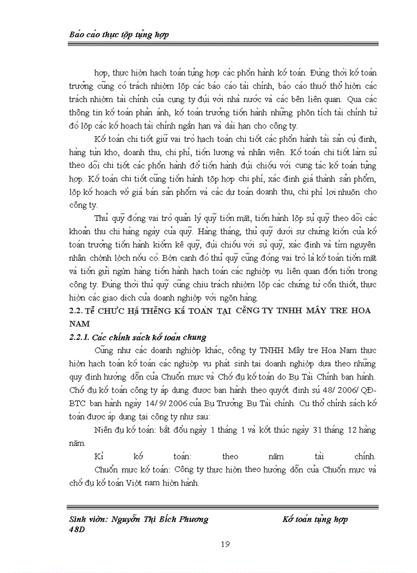 image for page Báo cáo thực tập tổng hợp Một số đánh giá về bộ máy tổ chức quản lý và tình hình tổ chức hạch toán kế toán tại công ty TNHH Mây tre Hoa Nam
