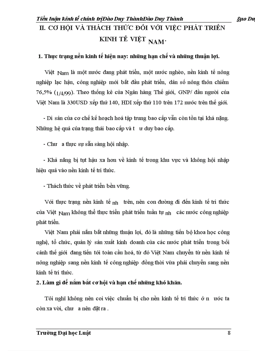 image for page Cơ hội và thách thức đối với việc phát triển nền kinh tế của Việt Nam
