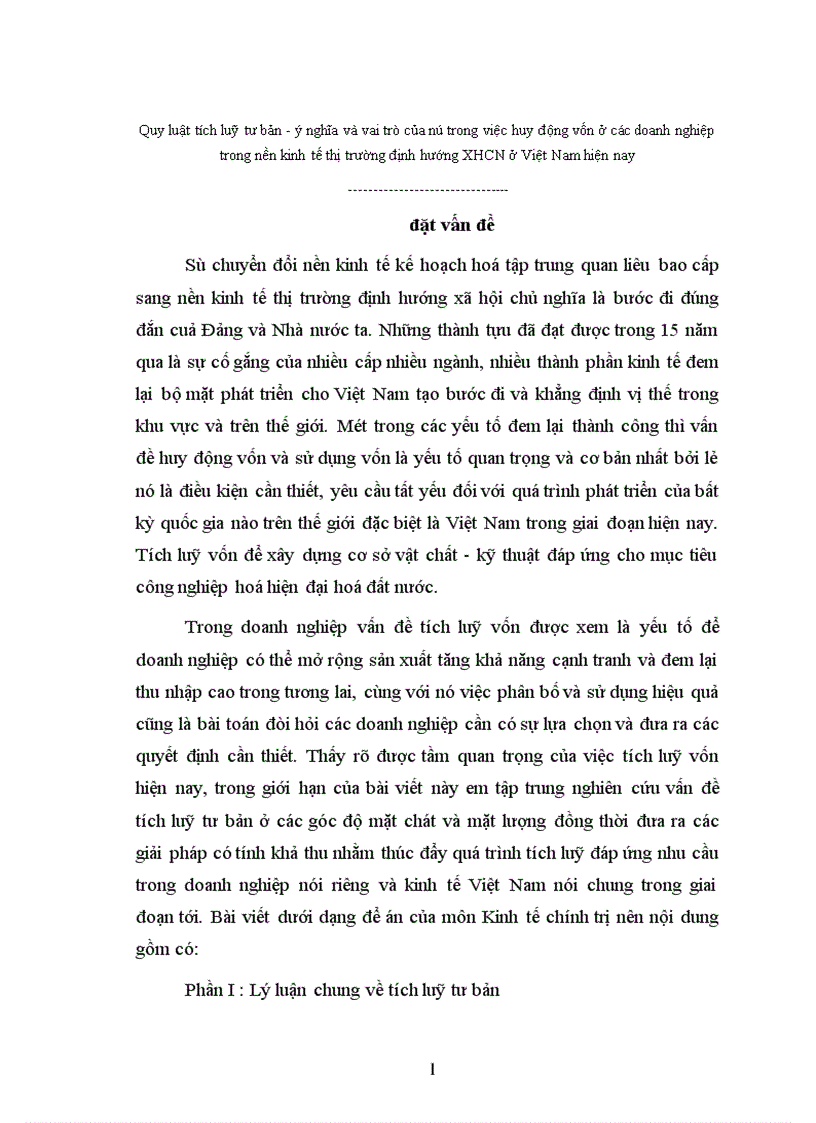 image for page Quy luật tích luỹ tư bản - ý nghĩa và vai trò của nó trong việc huy động vốn ở các doanh nghiệp trong nền kinh tế thị trường định hướng XHCN ở Việt Nam hiện nay