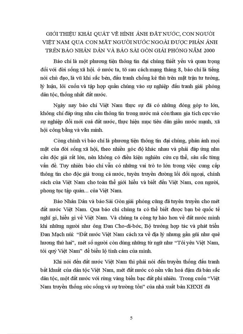 image for page Hình thức phản ánh bằng báo khi giới thiệu hình ảnh đất nước, con người Việt Nam qua con mắt người nước ngoài (qua báo Nhân Dân và báo Sài Gòn giải phóng) Năm 2000