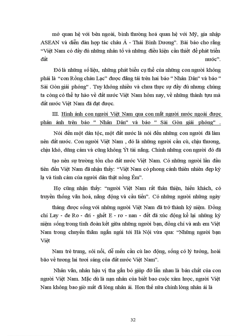 image for page Hình thức phản ánh bằng báo khi giới thiệu hình ảnh đất nước, con người Việt Nam qua con mắt người nước ngoài (qua báo Nhân Dân và báo Sài Gòn giải phóng) Năm 2000