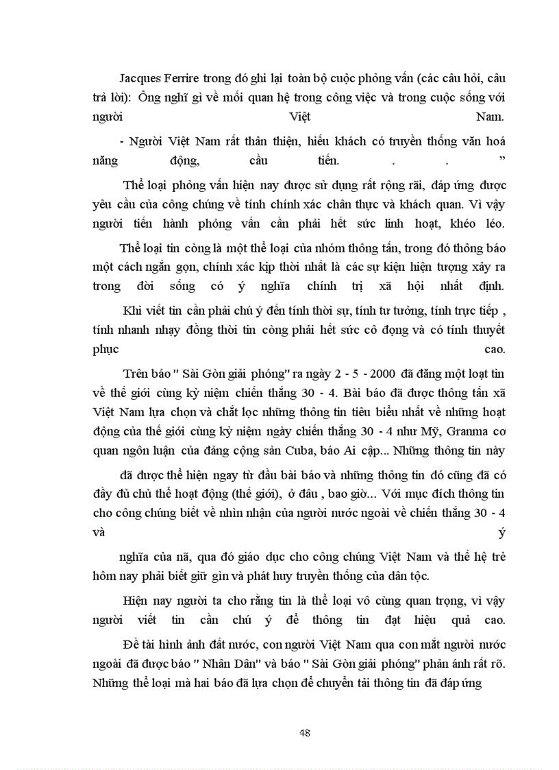 image for page Hình thức phản ánh bằng báo khi giới thiệu hình ảnh đất nước, con người Việt Nam qua con mắt người nước ngoài (qua báo Nhân Dân và báo Sài Gòn giải phóng) Năm 2000
