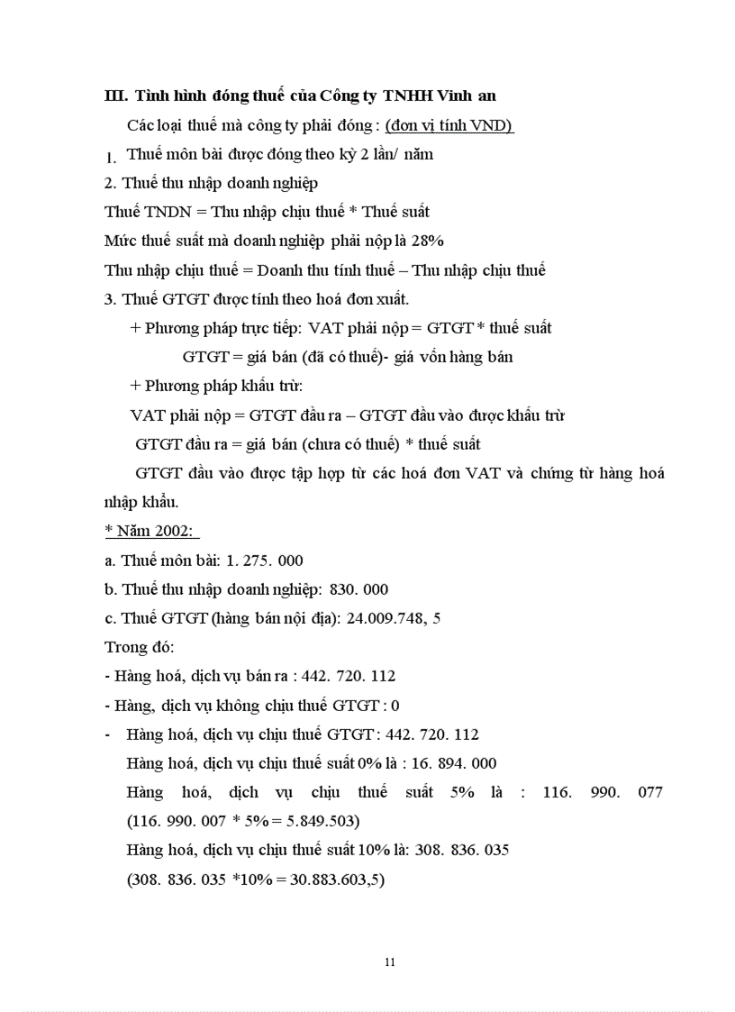 image for page Tình hình đóng thuế của Công ty TNHH Vinh an