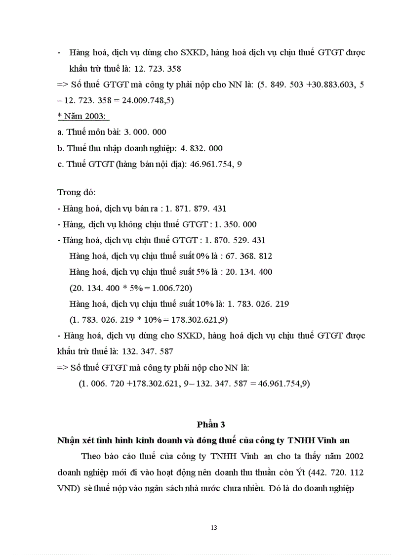 image for page Tình hình đóng thuế của Công ty TNHH Vinh an