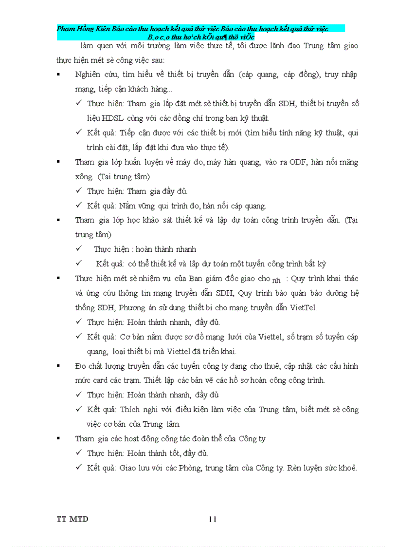 image for page Báo cáo thu hoạch kết quả thử việc tại Công ty Điện tử Viễn thông Quân đội