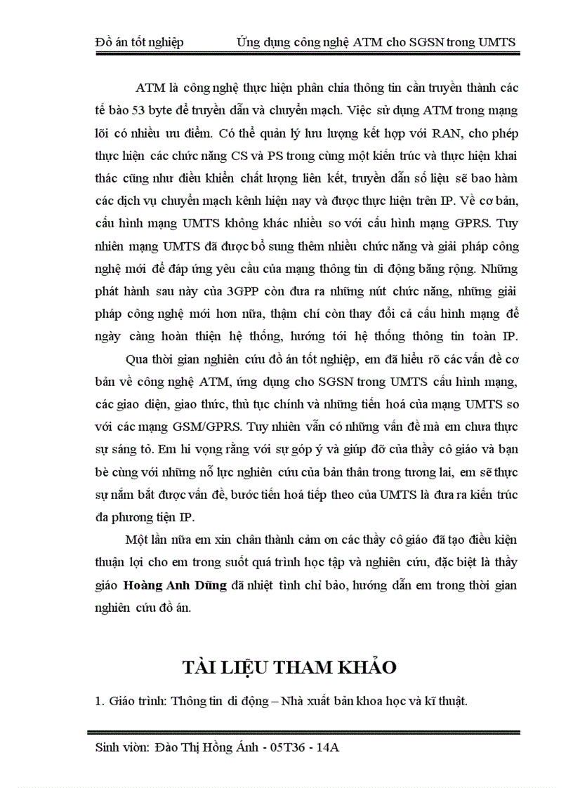 image for page Ứng dụng công nghệ ATM cho SGSN trong UMTS