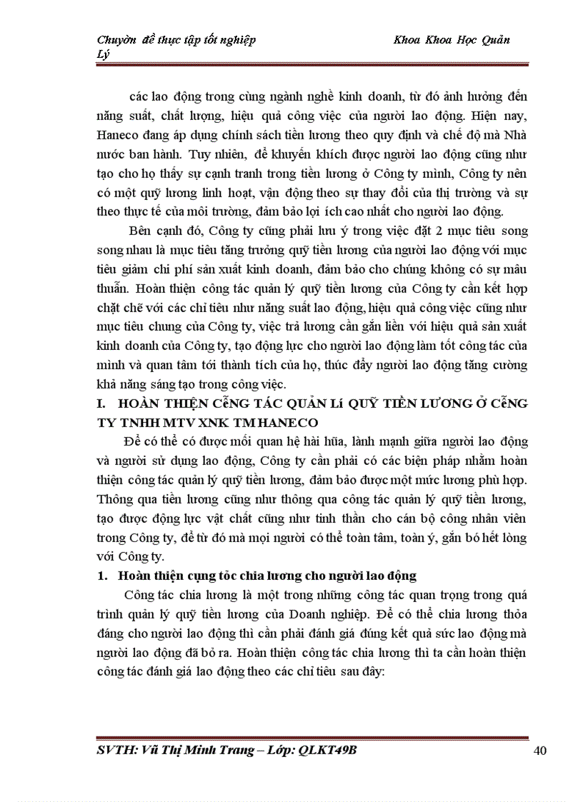 image for page Hoàn thiện công tác quản lý quỹ tiền lương tại Công ty TNHH MTV XNK & TM Haneco