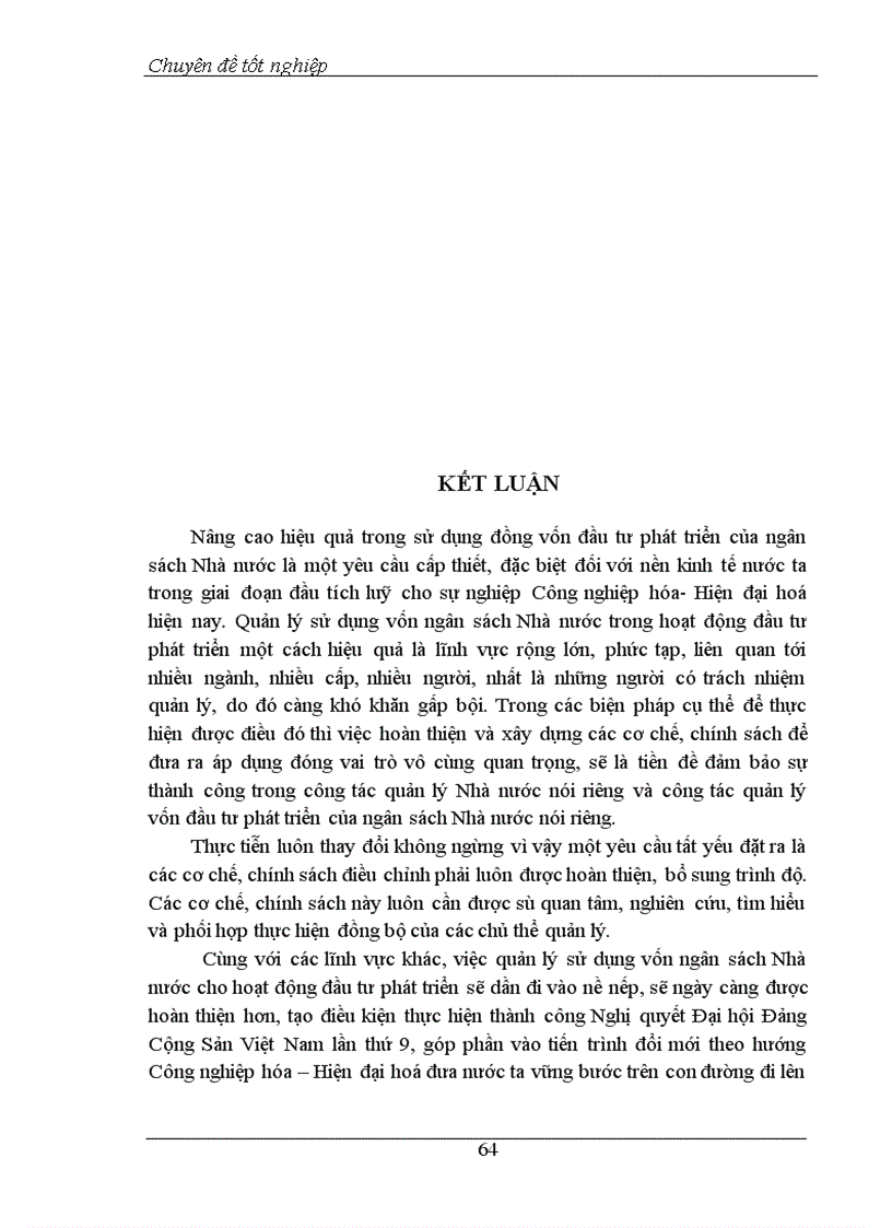 image for page Một số giải pháp nhằm nâng cao hiệu quả quản lý sử dụng vốn ngân sách Nhà nước cho hoạt động đầu tư phát triển ở nước ta giai đoạn 2001-2010