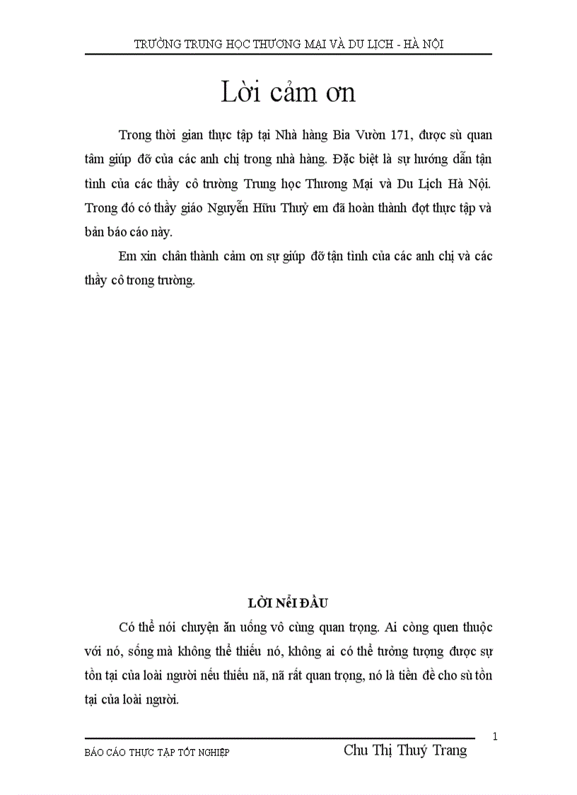 image for page Báo cáo thực tập tại Nhà hàng Bia Vườn 171