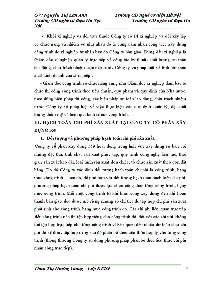 image for page Kế toán chi phí sản xuất và tính giá thành sản xuất sản phẩm tại Công ty cổ phần xây dựng 559