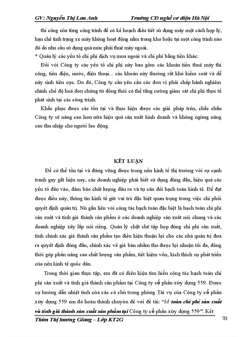 image for page Kế toán chi phí sản xuất và tính giá thành sản xuất sản phẩm tại Công ty cổ phần xây dựng 559