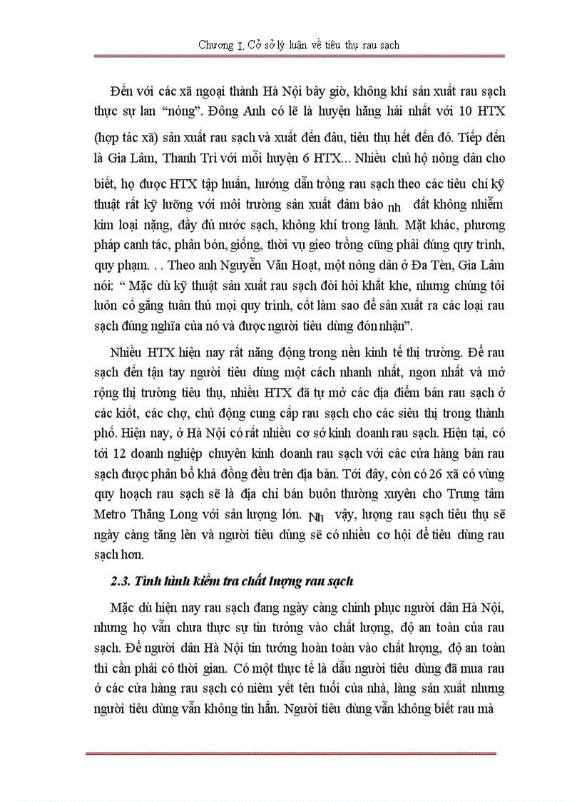 image for page Tình hình tiêu thụ rau sạch trên địa bàn hà nội.