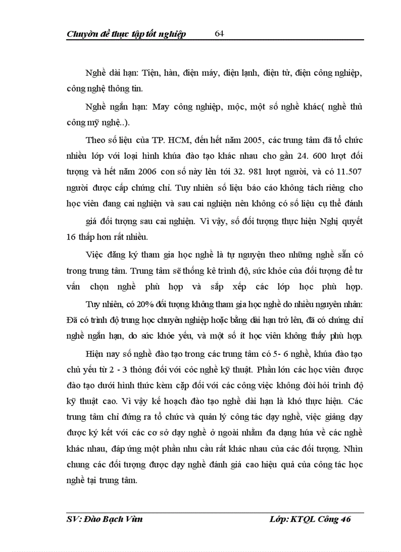 image for page Thực trạng về công tác tổ chức quản lý, dạy nghề và tạo việc làm cho người sau cai nghiện tại Thành phố Hồ Chí Minh