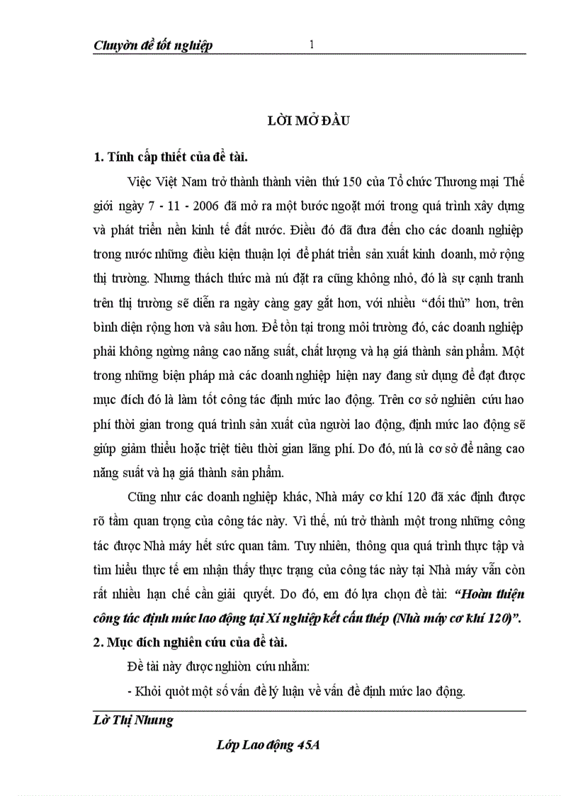 image for page Hoàn thiện công tác định mức lao động tại Xí nghiệp kết cấu thép (Nhà máy cơ khí 120)