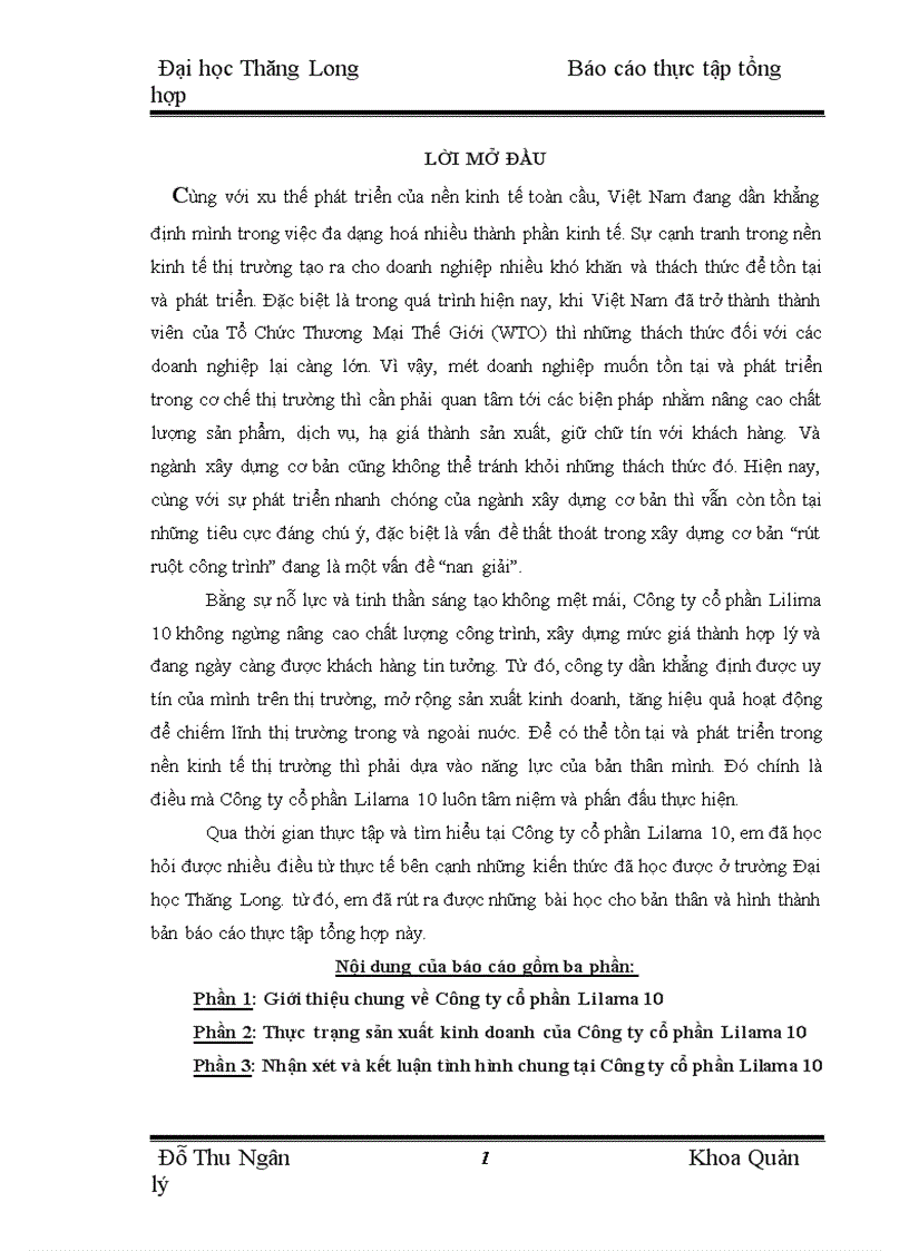 image for page Thực trạng sản xuất kinh doanh của Công ty cổ phần Lilama 10