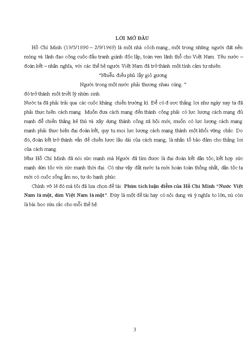 image for page Phân tích luận điểm của Hồ Chí Minh “Nước Việt Nam là một, dân Việt Nam là một”