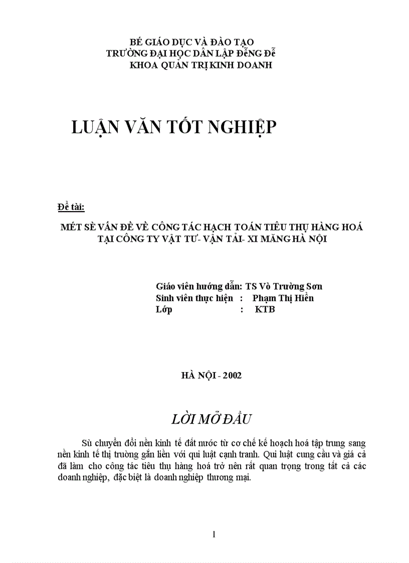 image for page Một số vấn đề về công tác hạch toán tiêu thụ hàng hoá tại Công ty Vật tư Vận tải xi măng