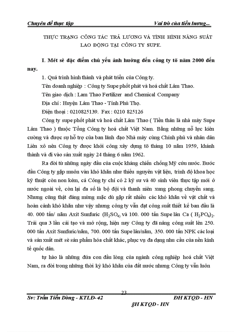 image for page Vai trò của tiền lương trong nâng cao năng xuất lao động tại Công ty Supe phốt phát và hoá chất Lâm Thao